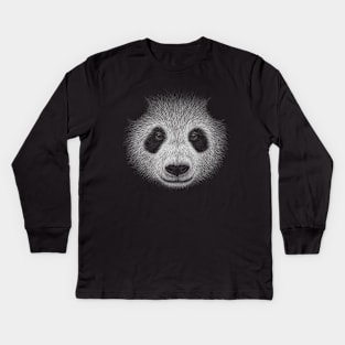 Fancy Panda Illustration Funky Panda-Bear Drawing Kids Long Sleeve T-Shirt